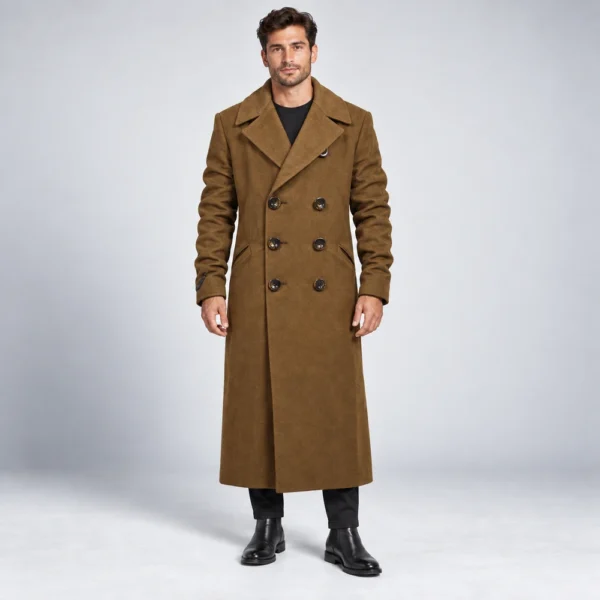 Men’s Brown Notched Lapel Trench Coat