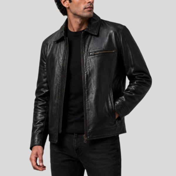 Men's Vintage Sheepskin Leather Motorcycle Jacket